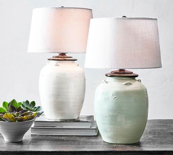 Courtney Ceramic Table Lamp, Seafoam | Pottery Barn (US)