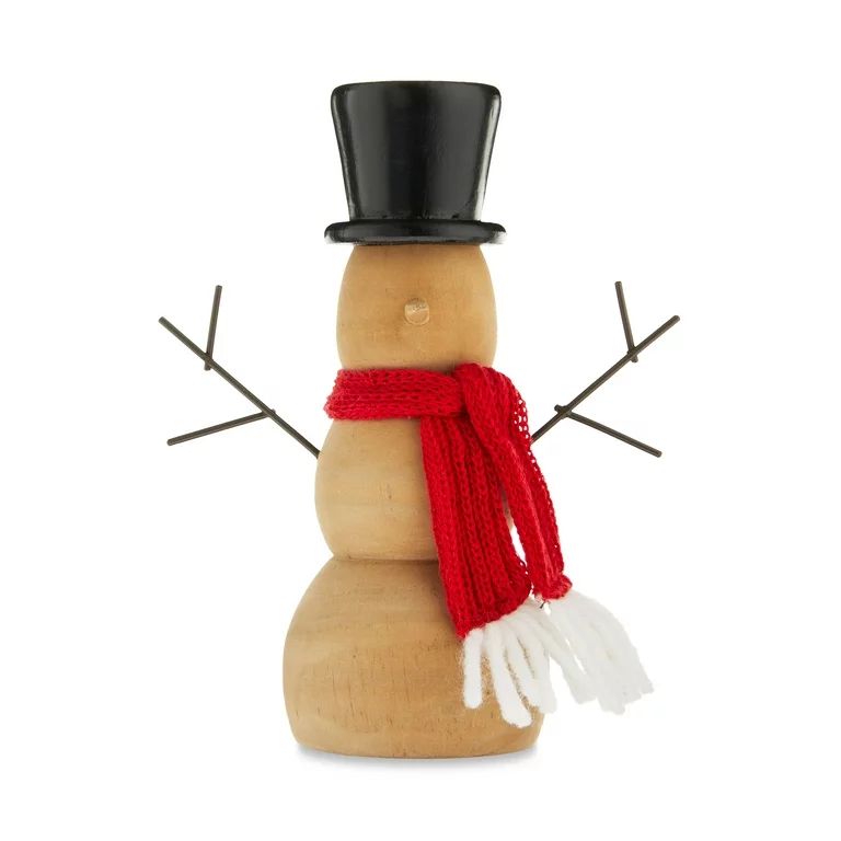 Wood Snowman Tabletop Decor 6.75 in Height, by Holiday Time | Walmart (US)