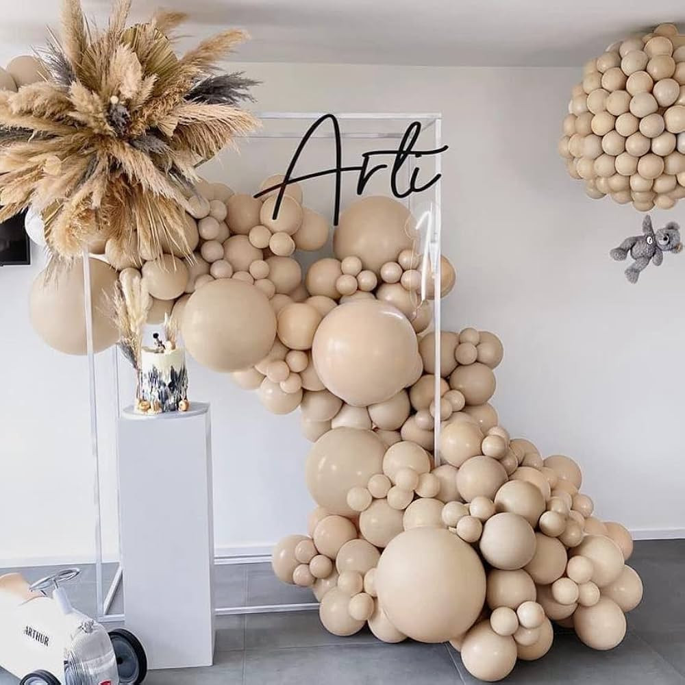 Nude Beige Balloon Double Stuffed Apricot Brown Balloons Garland Different Sizes Latex Tan Balloo... | Amazon (US)
