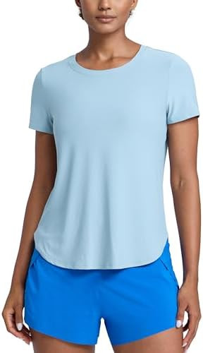 CRZ YOGA Cloudweight Workout Tops for Women Lightweight Athletic Short Sleeve Shirts Gym Running ... | Amazon (US)