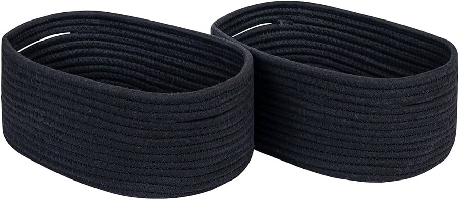 CubesLand Cute Black Basket Bins,Small Woven Storage Baskets for Shelf,Baby Nursery Basket Bin,Cu... | Amazon (US)