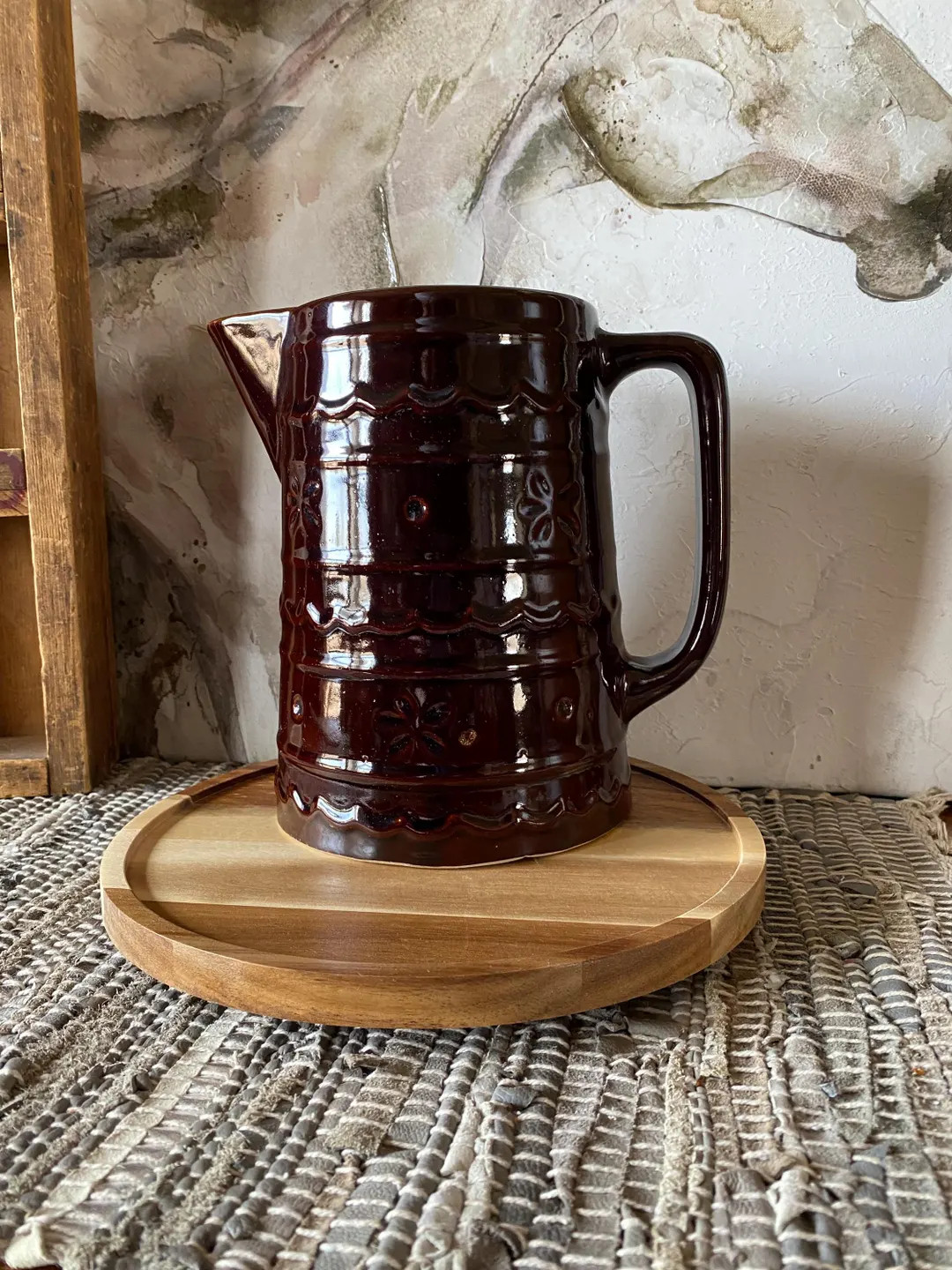 Vintage Mar Crest *Pottery*Large Pitcher*Over Proof*Stoneware*Made in the USA*Daisy and Dots*Beve... | Etsy (US)