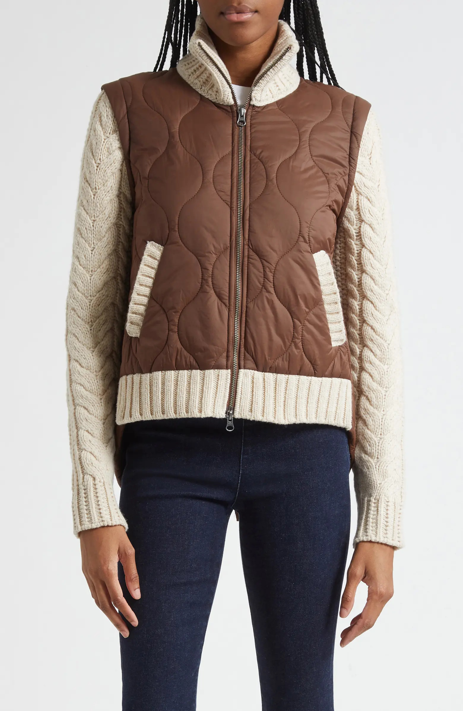 Patra Quilted Mixed Media Wool Blend Jacket | Nordstrom