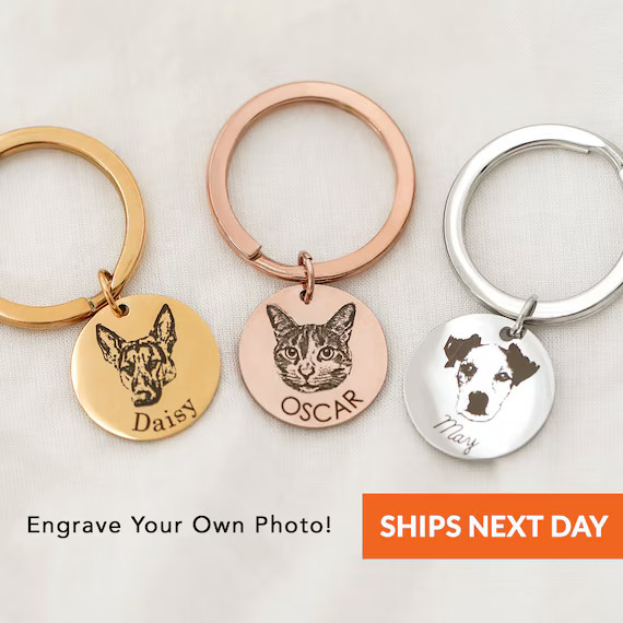 Custom Pet Portrait Dog Keychain for Mom Dog and Cat Keychain - Etsy | Etsy (US)