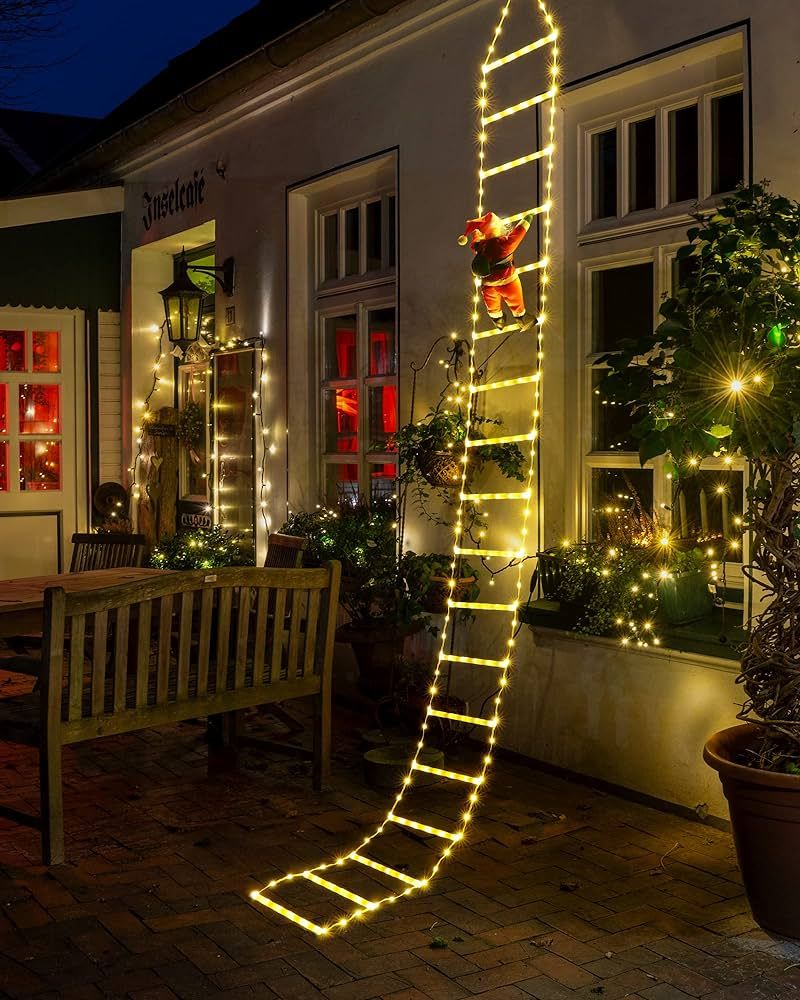 Toodour LED Christmas Lights - 10ft Christmas Decorative Ladder Lights with Santa Claus, Christma... | Amazon (US)