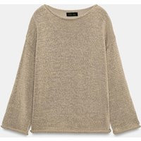 Zara - Knit Boat Neck Jumper - Sand - L - Woman | Zara UK