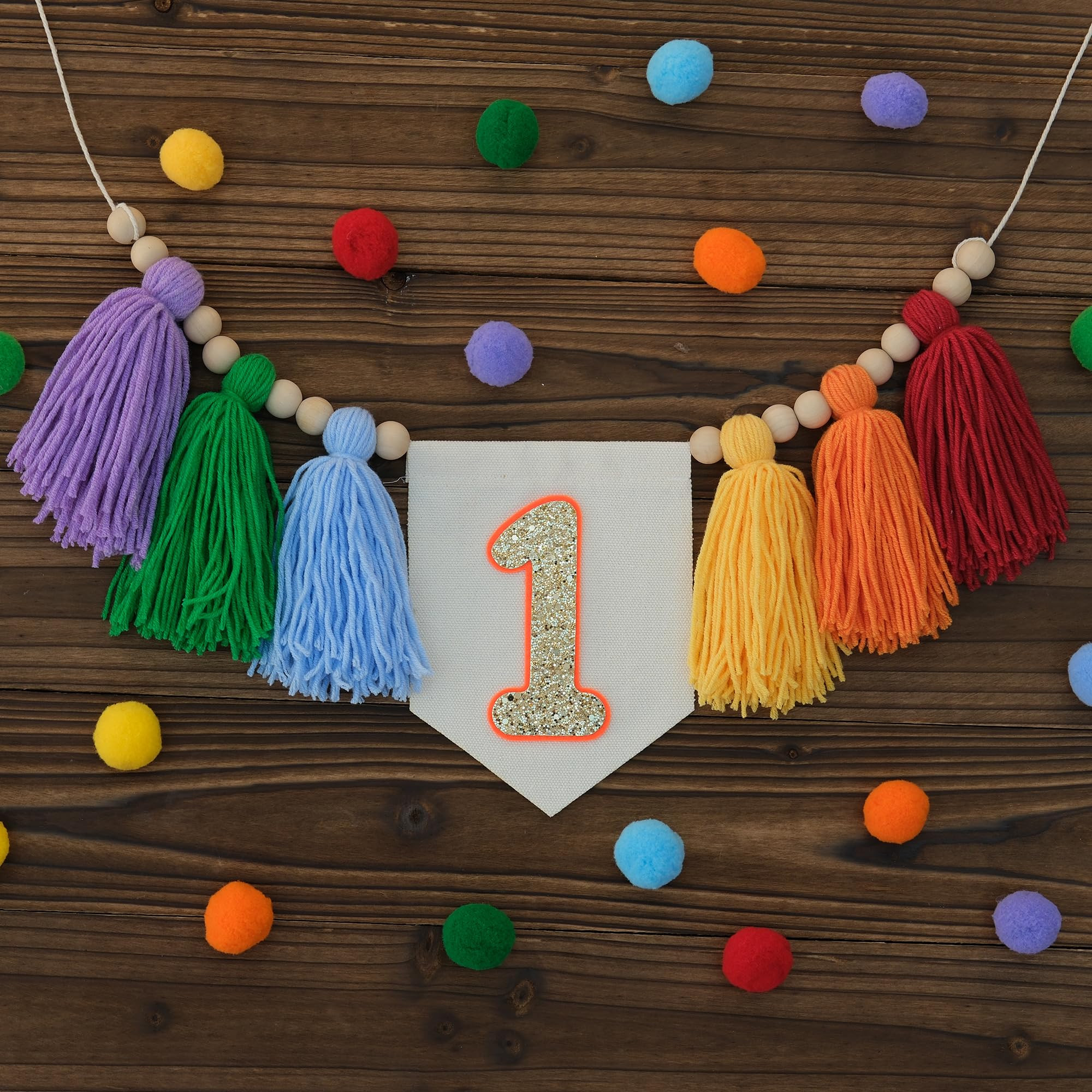 Handmade Rainbow 1st Birthday HighChair Banner Colorful Party Decoration For Girls Boys Baby Show... | Amazon (US)