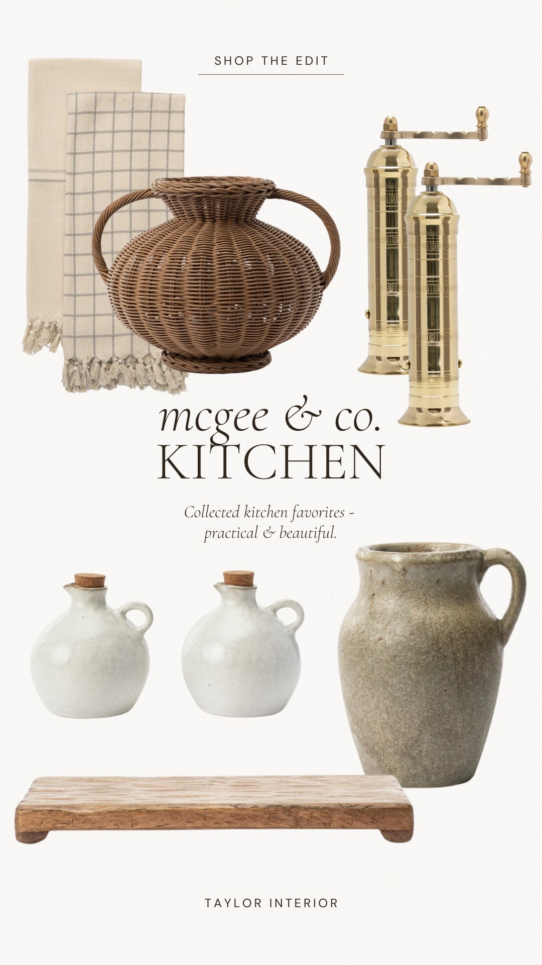 McGee & Co. Kitchen + Dining Edit
Curated pieces that blend timeless charm with everyday function. From stoneware and wood accents to sculptural serveware — these details elevate your kitchen styling and hosting game without overcomplicating the space. Neutral, effortless, and layered.
🖤 Tap to shop each piece directly.

McGee & Co kitchen, neutral serveware, modern kitchen styling, timeless dining pieces, organic kitchen decor, kitchen styling finds, stoneware pitcher, brass salt and pepper shakers, wicker vase, oil and vinegar cruets, wood trays, curated dining look, home decor LTK


#LTKFindsUnder50 #LTKHome #LTKFindsUnder100