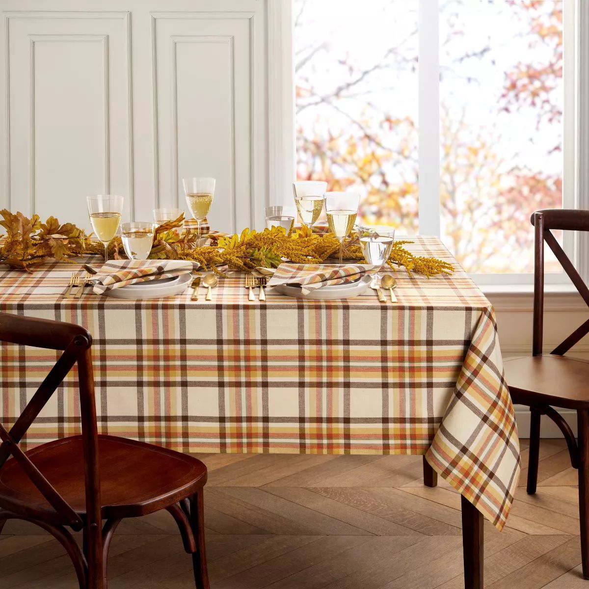 Russet Harvest Woven Plaid Tablecloth - Elrene Home Fashions | Target