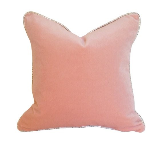 Blush Pink Velvet with Light Gold Piping Luxury Throw Pillow - Solid Designer Pillow - Custom Hig... | Etsy (US)