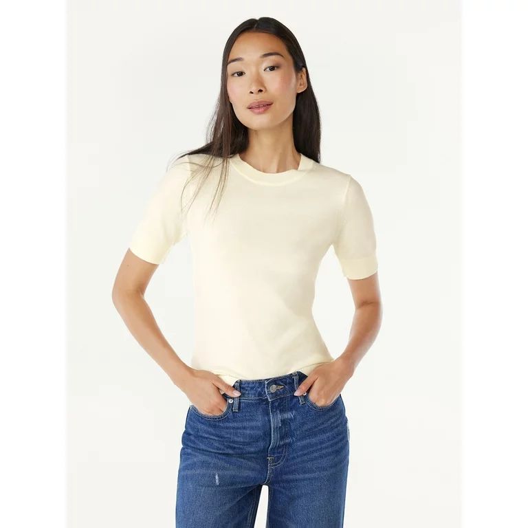 Free Assembly Women’s Crewneck Sweater with Short Sleeves, Lightweight, Sizes XS-XXL | Walmart (US)