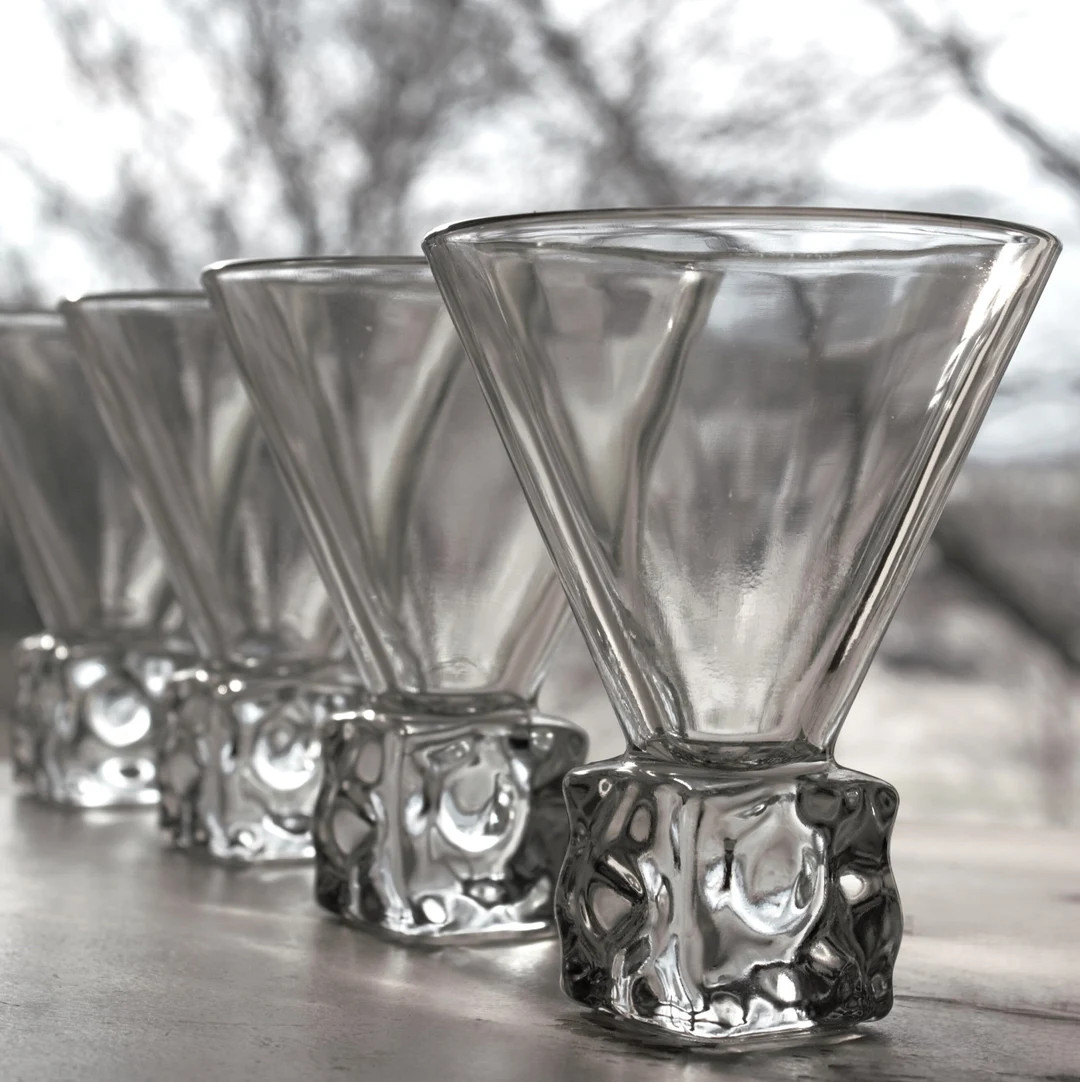 Unique Martini Glass, 4 Ice Cube Base Martini Glass, Unique Cocktail Glass, Square Base Glass, Un... | Etsy (US)