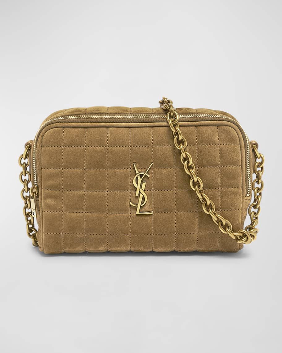 Saint Laurent Mini YSL Camera Crossbody Bag in Quilted Suede | Neiman Marcus