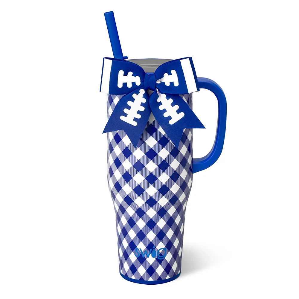 Gameday Gingham Royal Mega Mug 40oz | Swig Life
