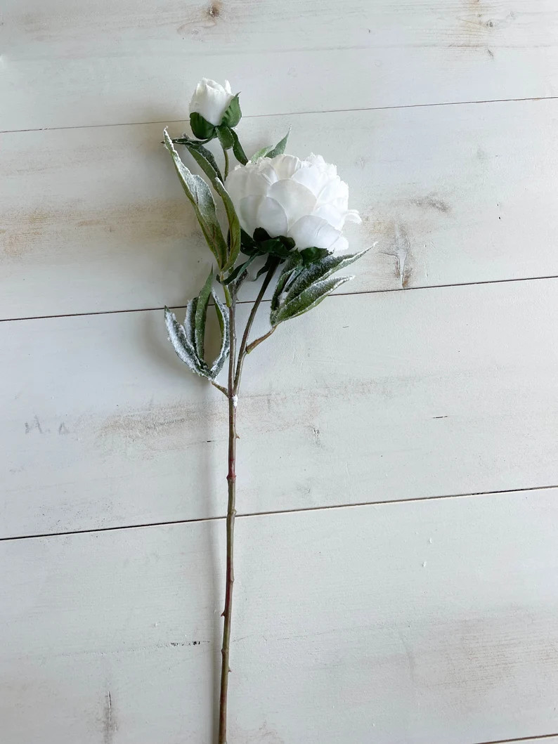 Double Headed Frosted White Peony 1pcs  Holiday Decor  - Etsy | Etsy (US)