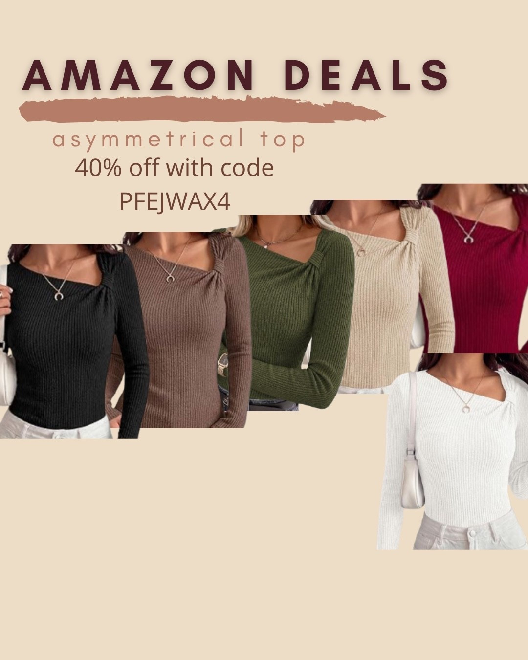 $6 ends 10/14

Amazon fashion
Amazon deals
Knit top
Asymmetrical top
Date night outfit