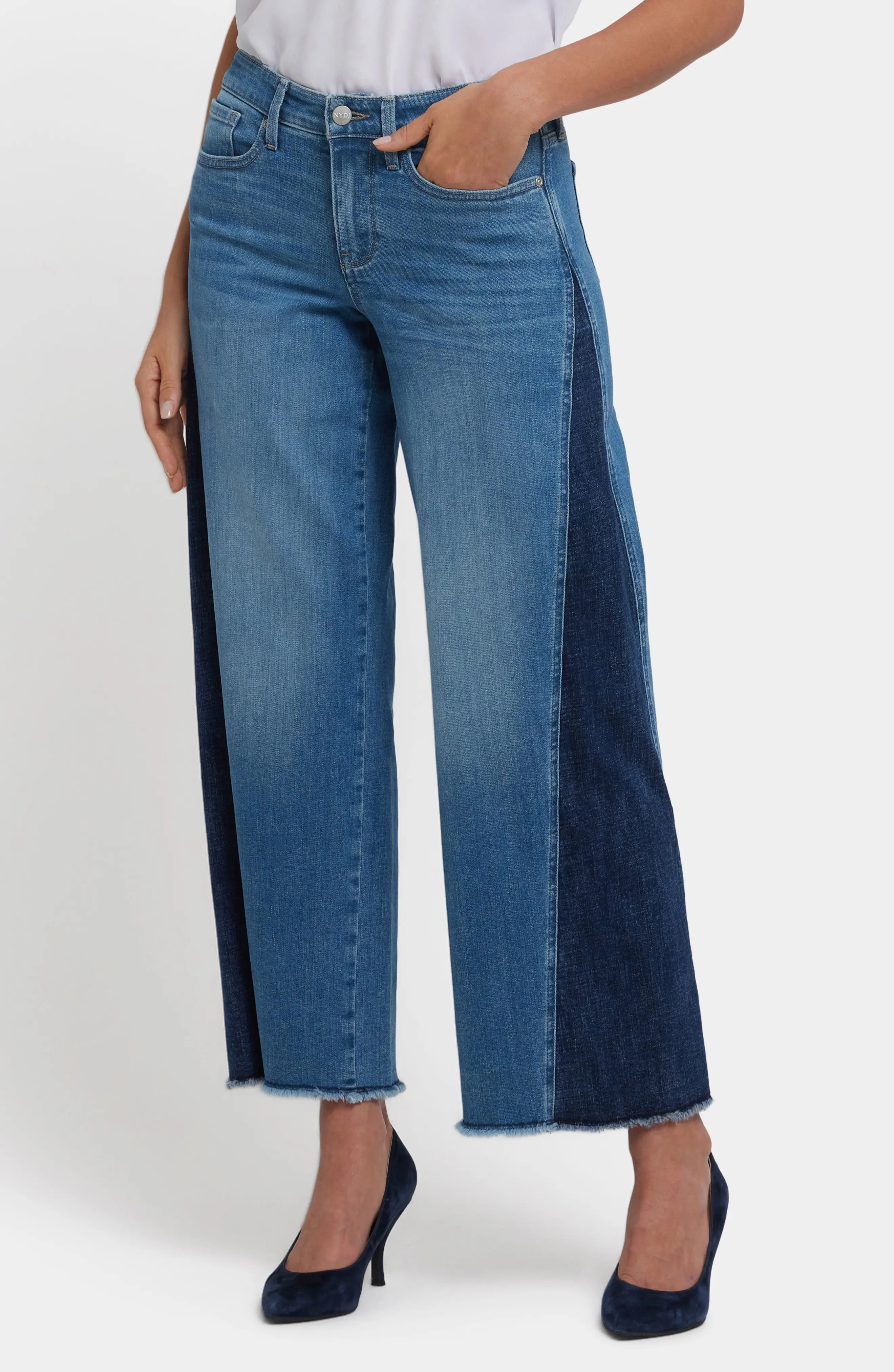 Teresa Contrast Panel Wide Leg Jeans (Women) | Nordstrom | Nordstrom