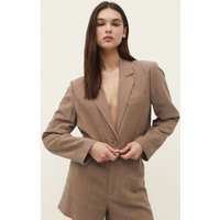 Stradivarius Cropped linen blend blazer Brown L | Stradivarius (UK)