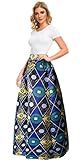 Afibi Women African Printed Casual Maxi Skirt Flared Skirt A Line Long Skirts with Pockets (Medium,  | Amazon (US)