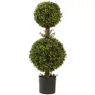 Nearly Natural 35 in. Artificial Double Boxwood Topiary 5920 - The Home Depot | The Home Depot