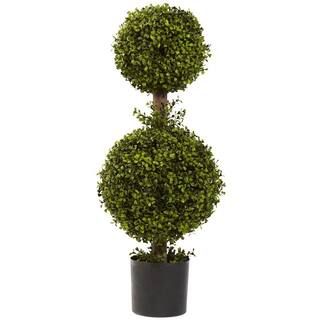 Nearly Natural 35 in. Artificial Double Boxwood Topiary 5920 | The Home Depot