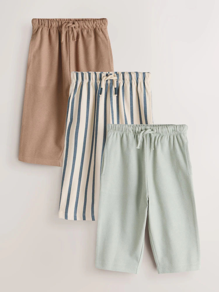 Blue Tan And Stripe Stripe Joggers 3 Pack (3mths-7yrs) | Next US