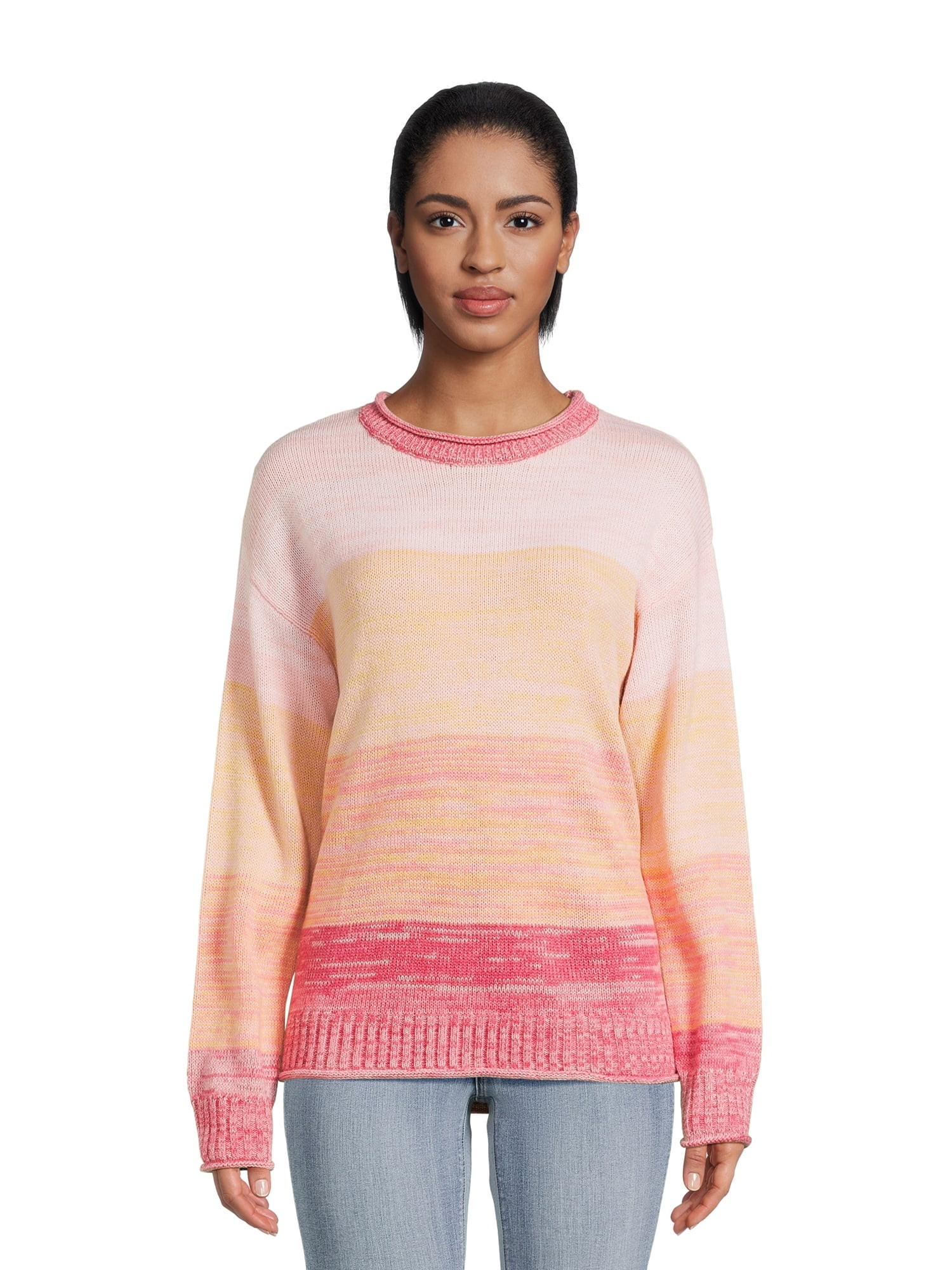 Time and Tru Women's Roll Neck Pullover Sweater, Midweight, Sizes XS-XXXL | Walmart (US)
