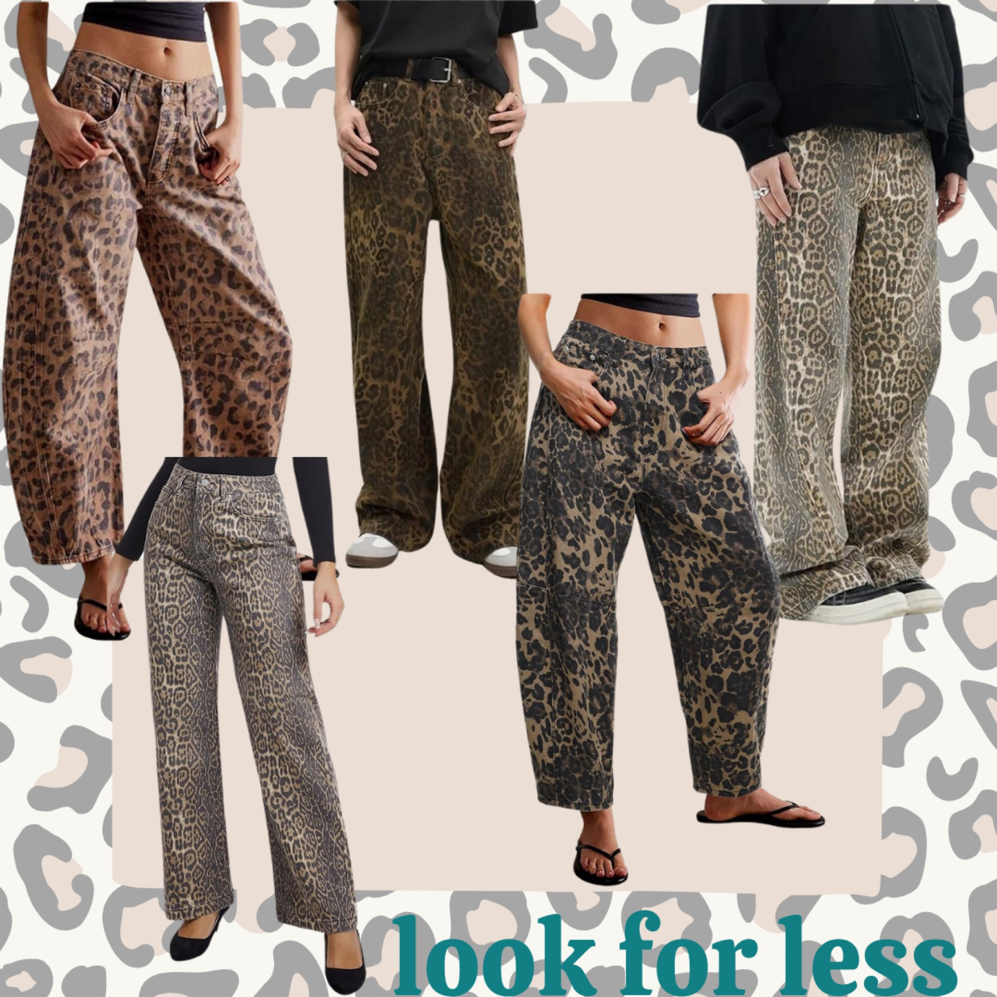 Rounded up some similar looks for less — leopard pants — leopard barrel jeans — trending leopard pants — color of the season: leopard — lookalikes to the free people ones — free people dupes — FP lookalikes — amazon fashion — amazon style 

#LTKFindsUnder50 #LTKStyleTip #LTKSeasonal