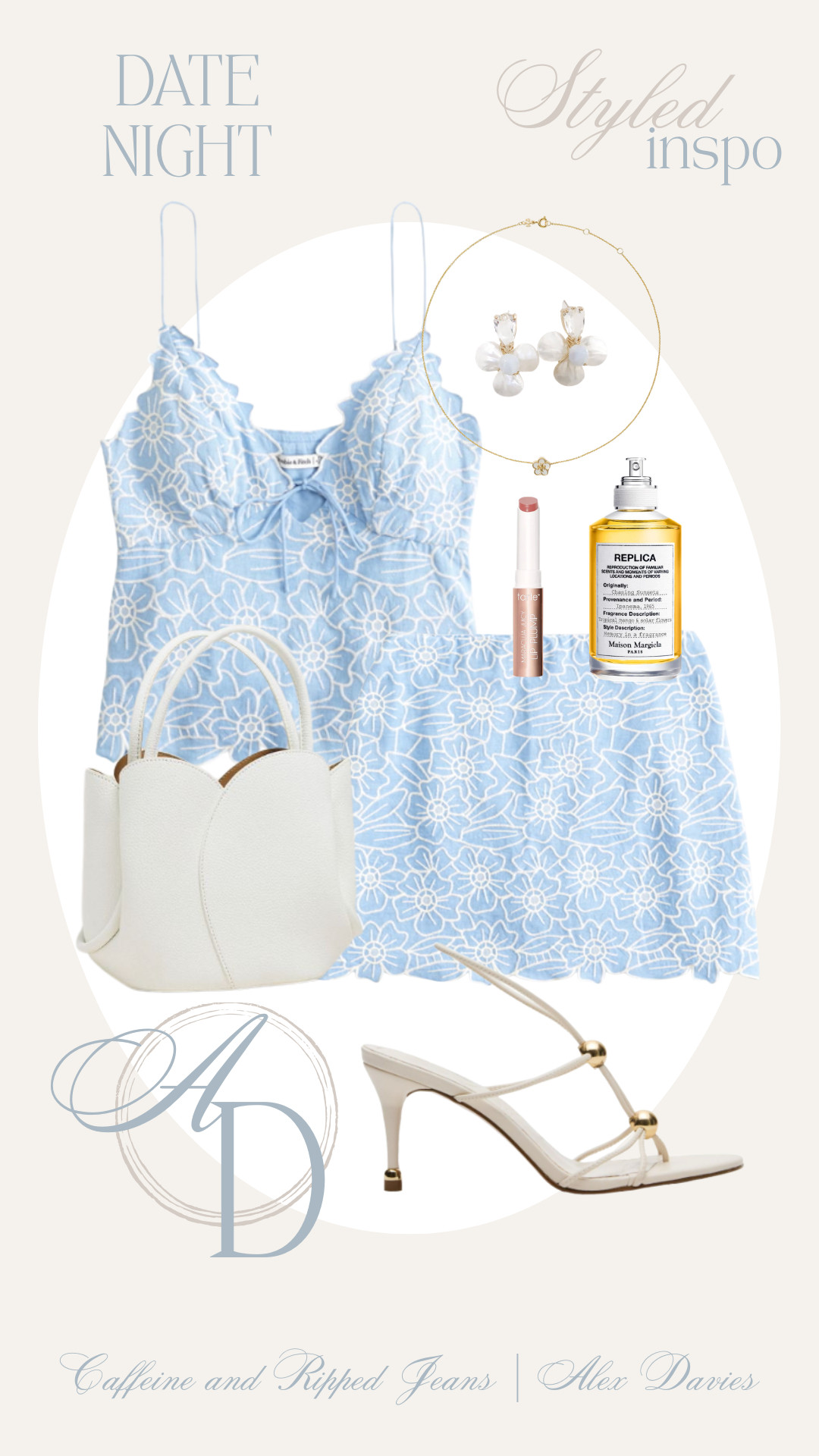 // date night outfits // spring set // blue and white set // date night outfit inspo // date night outfit // date night // 

 #LTKgrwm #LTKootd #LTKSeasonal