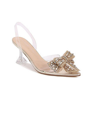 Nina Crystal Bow Heels | Macy's