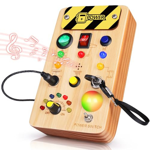 TINTECUSA Busy Board Montessori Toys for Toddler, Wooden Sensory Board Switch Toy with Color-Changing LED Light Up Travel Toys Educational Plane Travel Activity for 1-6 Year Old Girls & Boys Gifts | Amazon (US)