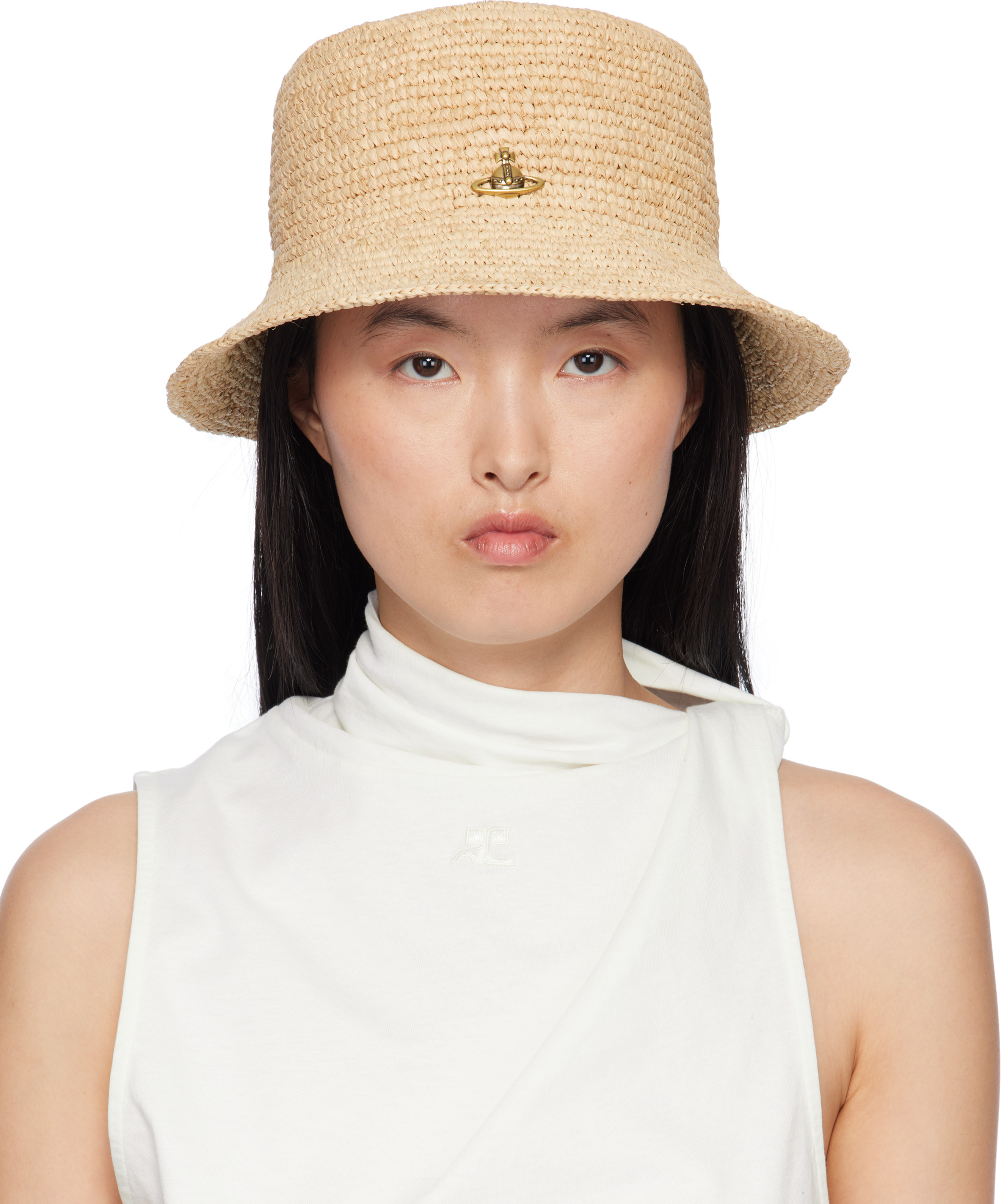 Vivienne Westwood Beige Raffia Bucket Hat | SSENSE