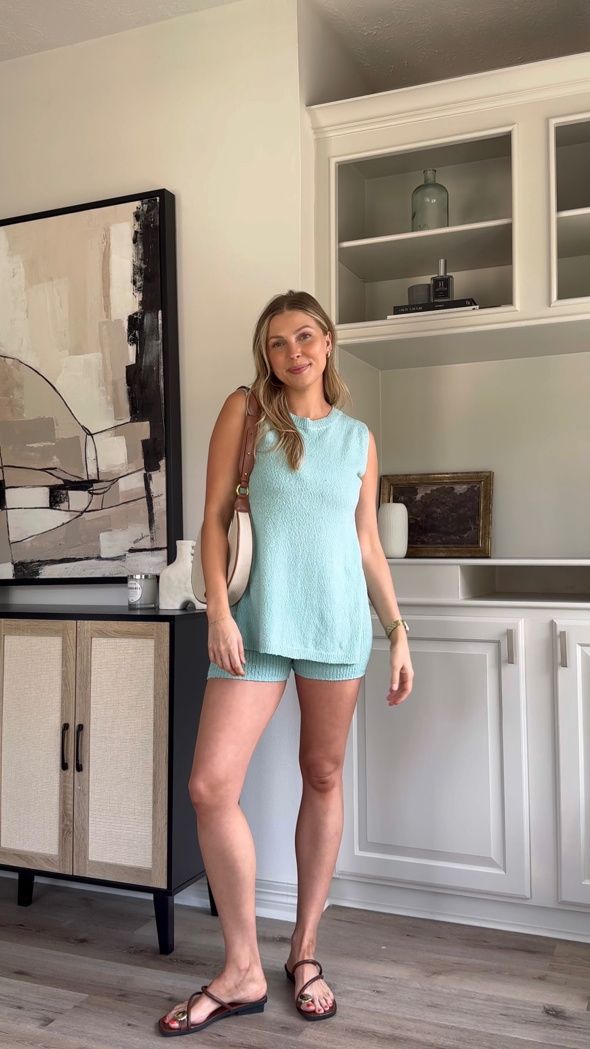 Cute nursing friendly outfit | Viral amazon set that I cannot stop wearing! Paired with my go-to nursing friendly sports bra tank. 

Wearing S in set + M in tank. Sandals are tts.   

 

#LTKSummerEdit #LTKFindsUnder50 #LTKFindsUnder100