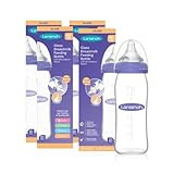 Lansinoh Glass Baby Bottles for Breastfeeding Babies, Includes 4 Medium Flow Nipples (Size 3M), 8 Ounce (Pack of 4) | Amazon (US)