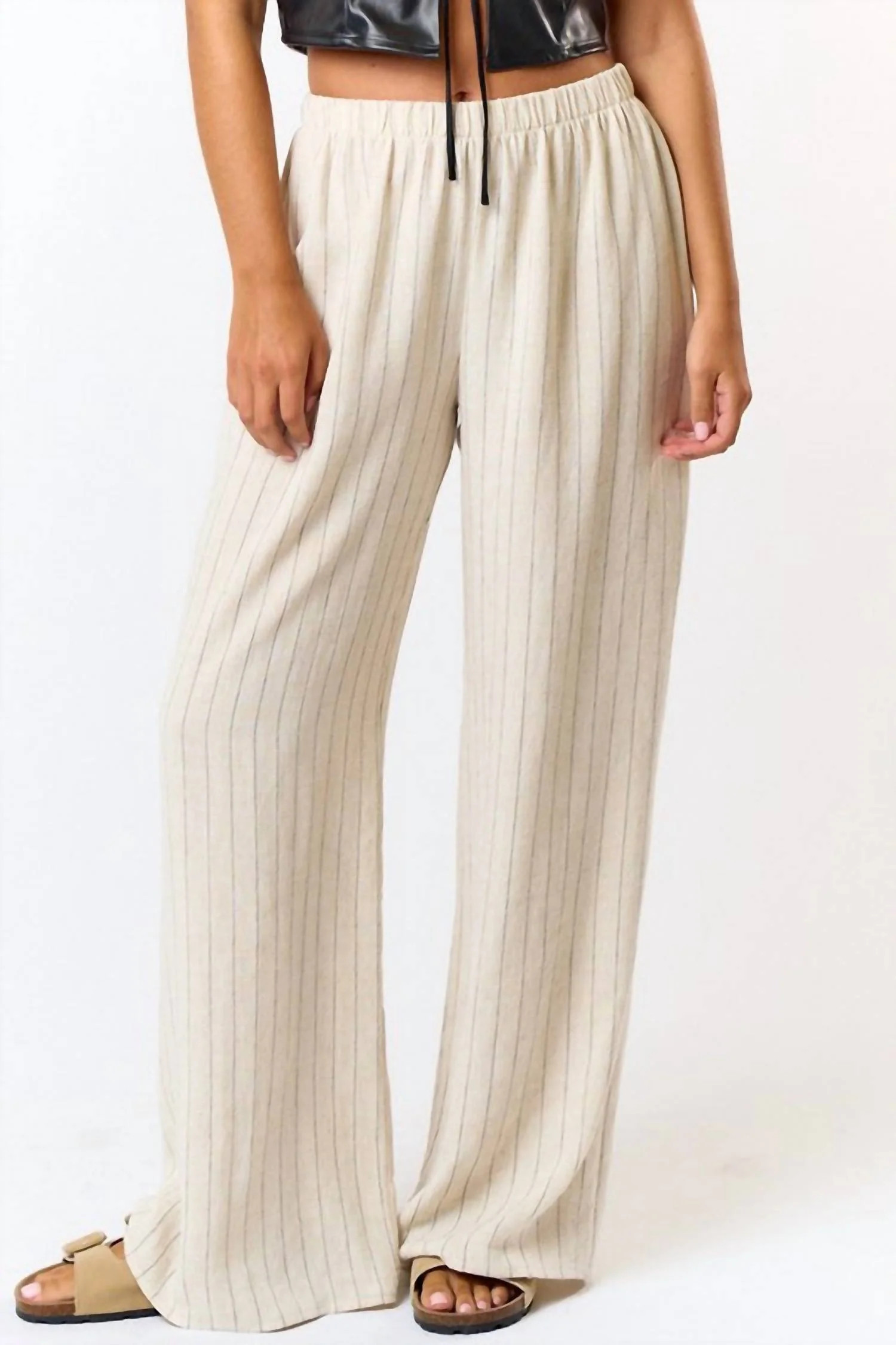 Lenore Linen Wide Leg Pants In White | Shop Simon