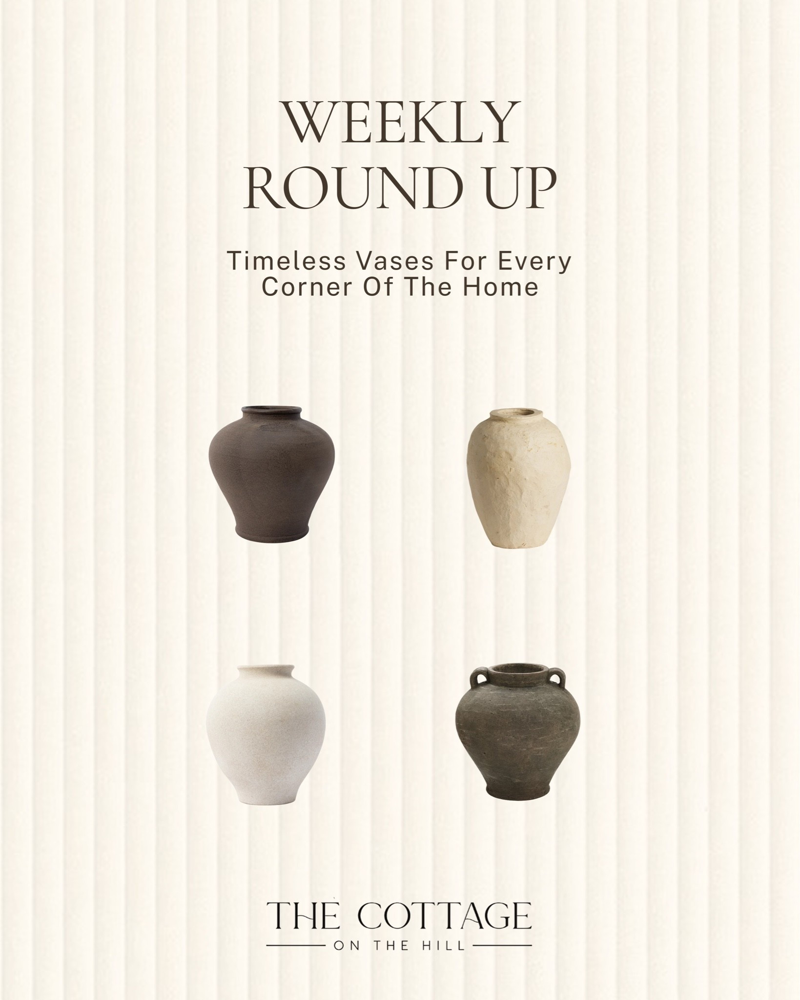 The simplest way to make any surface feel styled ✨ 

A dark espresso ceramic, a rough cream vessel, a smooth matte white, and a handled stone crock: four shapes that look beautiful empty or full and work in every room. 

All linked here 🤍 

#LTKhome