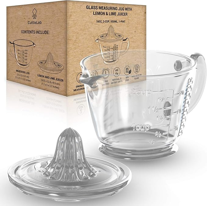 Glass 2-Cup Juicer (Clear) - Lemon and Lime Manual Squeezer, Citrus Reamer | Amazon (US)