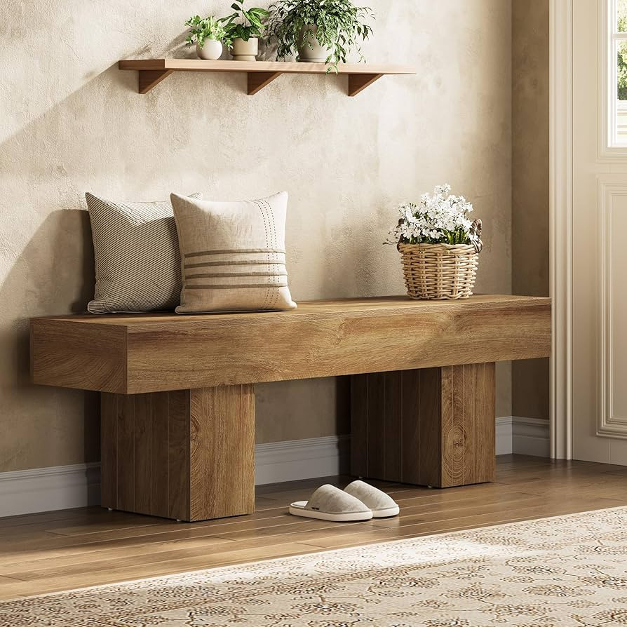 Tribesigns 55" Dining Bench, Farmhouse Wooden Entryway Bench, End of Bed Bench, Indoor Bench for ... | Amazon (US)