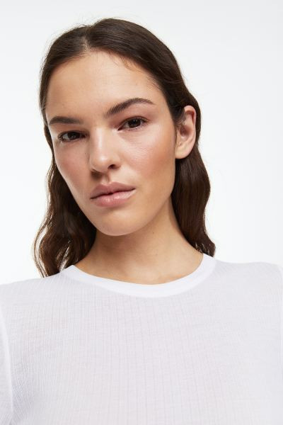Ribbed silk-blend top | H&M (UK, MY, IN, SG, PH, TW, HK)