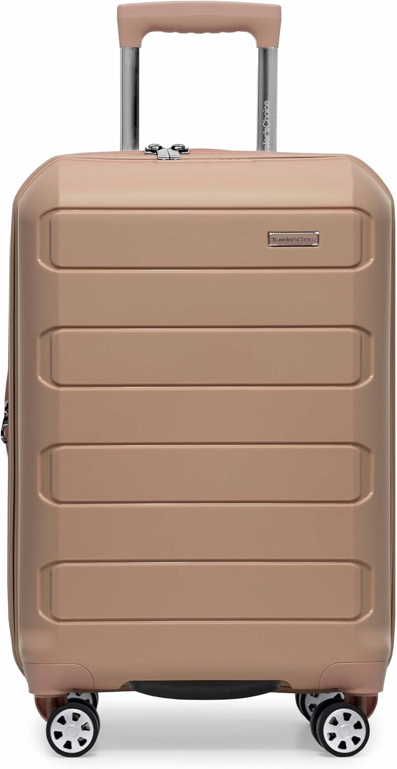 Traveler's Choice Pagosa Indestructible Hardshell Expandable Spinner Luggage, Latte Beige, 22-Inc... | Amazon (US)