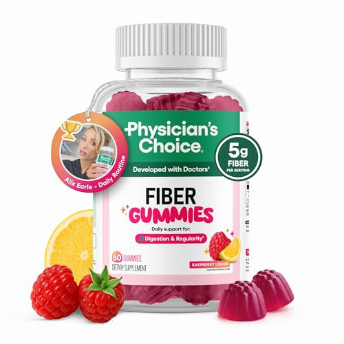 Physician's CHOICE Fiber Gummies for GLP-1 Support - No Sugar Added & Vegan - Raspberry Lemon - Natural Chicory Root Prebiotic Fiber Gummy - Digestive Health & Regularity for Women & Men - 60CT | Amazon (US)