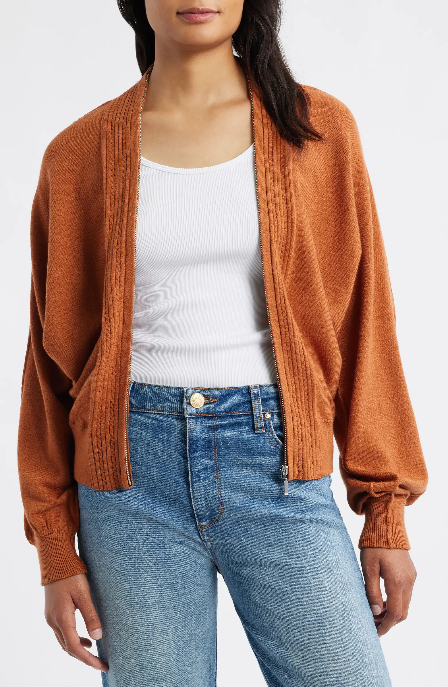 Wit & Wisdom Dolman Sleeve Zip Cardigan | Nordstrom | Nordstrom