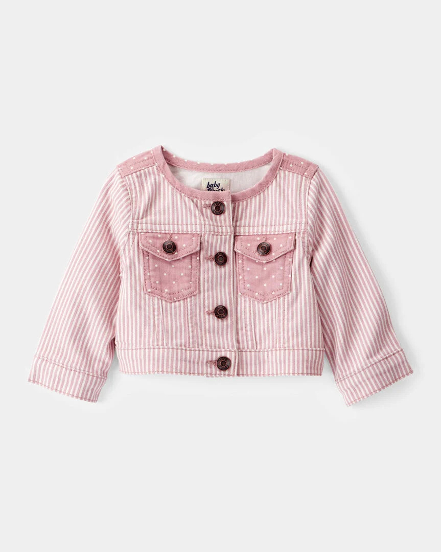 Baby Girl Vintage Inspired Hickory Denim Jacket -  Pink | Carter's Inc