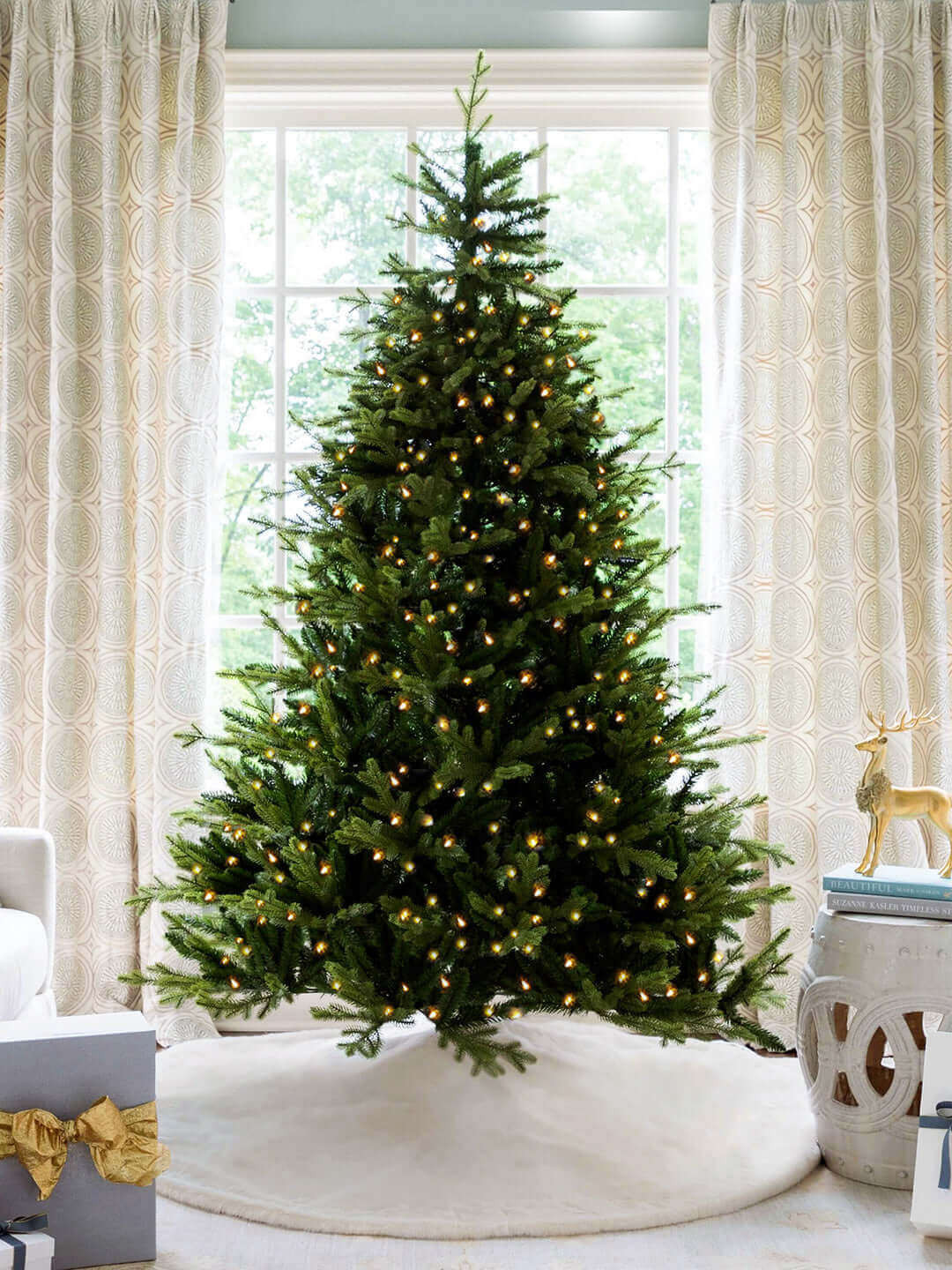 7.5' Scarlet Fir Artificial Christmas Tree with 800 Warm White LED Lights | King of Christmas