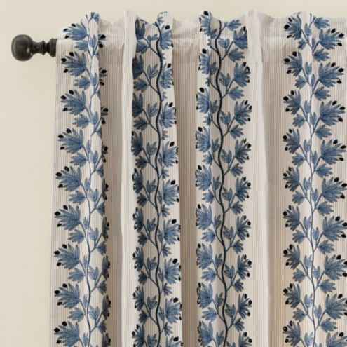 Apolline Embroidered Stripe Drapery Panel | Ballard Designs, Inc.