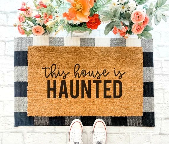 Haunted House Doormat / Halloween Doormat / Halloween Door Mat | Etsy | Etsy (US)