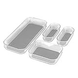 madesmart 4-Piece Clear Bin Pack | Light Grey | Clear Soft Grip Collection| Soft-grip Lining | Non-s | Amazon (US)