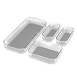 Amazon.com: madesmart 4-Piece Clear Bin Pack | Light Grey | Clear Soft Grip Collection| Soft-grip... | Amazon (US)