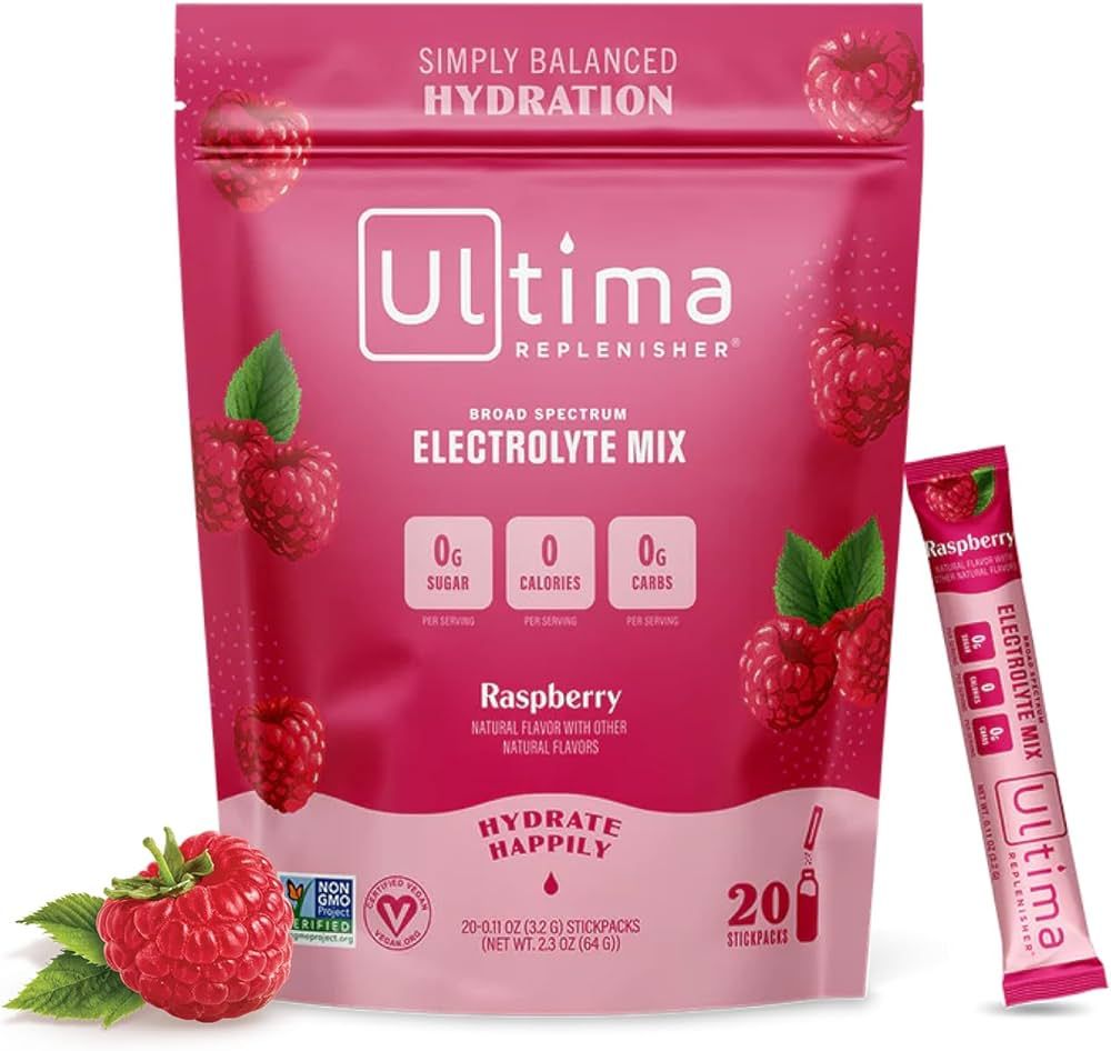 Ultima Replenisher Daily Electrolyte Drink Mix – Raspberry, 20 Stickpacks – Hydration Packets... | Amazon (US)