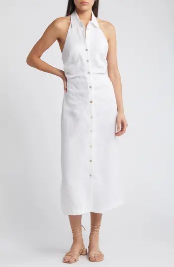 Belen Halter Neck Linen Shirtdress | Nordstrom